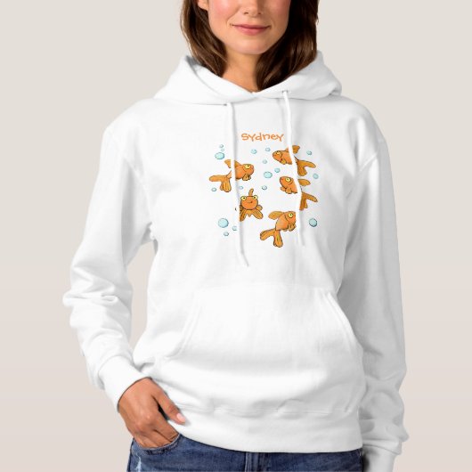 Afbeelding van de oranje goudvis-cartoon hoodie (Voorkant)