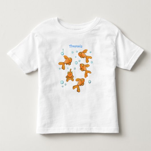 Afbeelding van de oranje goudvis-cartoon kinder shirts (Voorkant)
