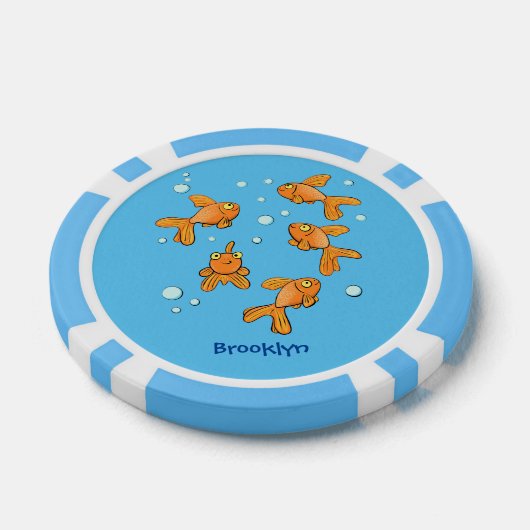Afbeelding van de oranje goudvis-cartoon poker chips (Enkel)