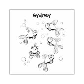 Afbeelding van de oranje goudvis-cartoon rubberstempel (Afrduk)