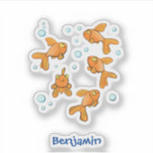 Afbeelding van de oranje goudvis-cartoon sticker (Voorkant)