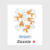 Afbeelding van de oranje goudvis-cartoon sticker (Vel)