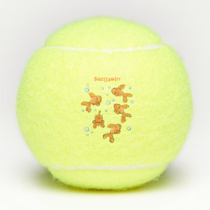 Afbeelding van de oranje goudvis-cartoon tennisballen