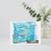 Afbeelding van de reiskaart van de Shetlandeilande Briefkaart (Staand voorkant)