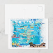 Afbeelding van de reiskaart van de Shetlandeilande Briefkaart (Voorkant / Achterkant)