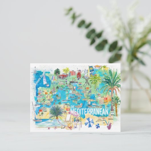 Afbeelding van de reiskaart voor het Middellandse- Briefkaart (Staand voorkant)