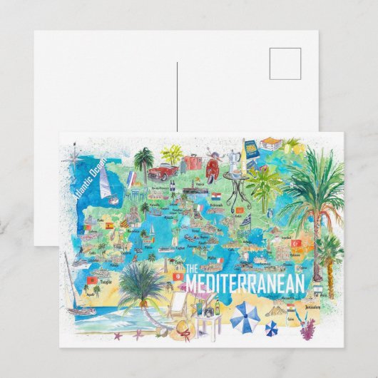 Afbeelding van de reiskaart voor het Middellandse- Briefkaart (Voorkant / Achterkant)