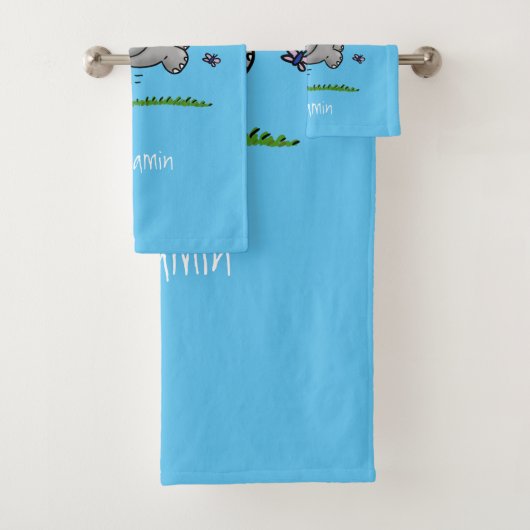 Afbeelding van de schattige baby-olifant cartoon bad handdoek (Insitu)