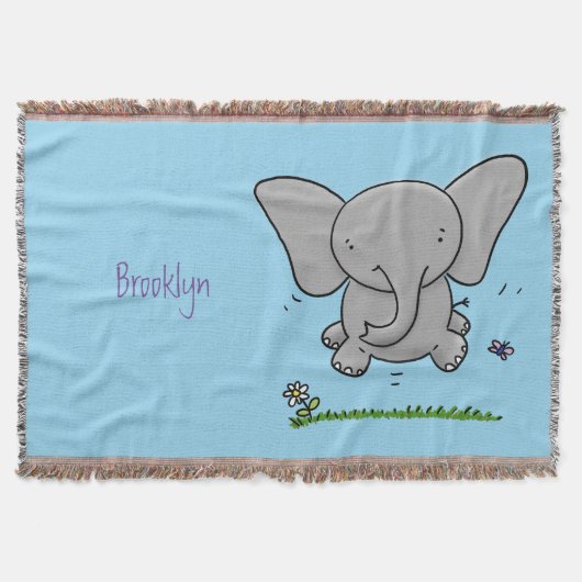 Afbeelding van de schattige baby-olifant cartoon deken (Voorkant)