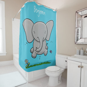 Afbeelding van de schattige baby-olifant cartoon douchegordijn