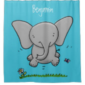 Afbeelding van de schattige baby-olifant cartoon douchegordijn (Voorkant)