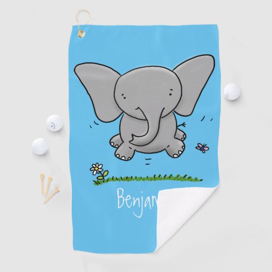Afbeelding van de schattige baby-olifant cartoon golfhanddoek (Insitu)
