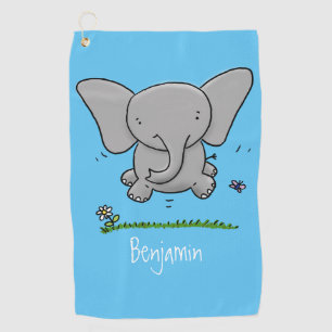Afbeelding van de schattige baby-olifant cartoon golfhanddoek