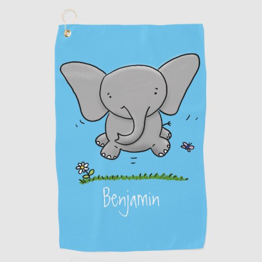 Afbeelding van de schattige baby-olifant cartoon golfhanddoek (Voorkant)
