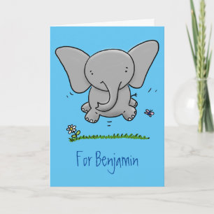 Afbeelding van de schattige baby-olifant cartoon kaart