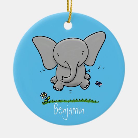 Afbeelding van de schattige baby-olifant cartoon keramisch ornament (Voorkant)