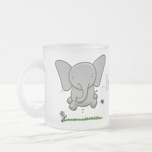 Afbeelding van de schattige baby-olifant cartoon matglas koffiemok (Links)