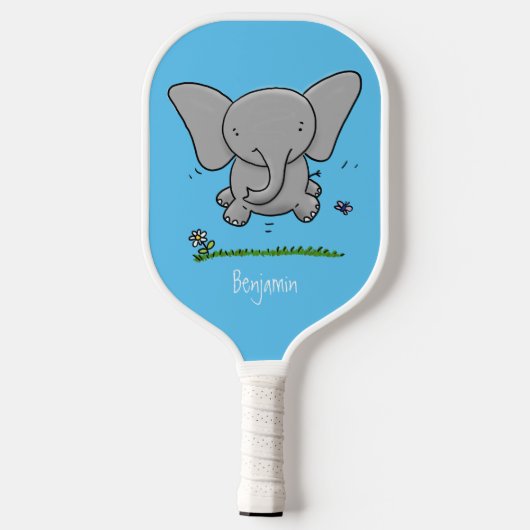 Afbeelding van de schattige baby-olifant cartoon pickleball paddle (Achterkant)