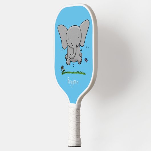 Afbeelding van de schattige baby-olifant cartoon pickleball paddle (Links)