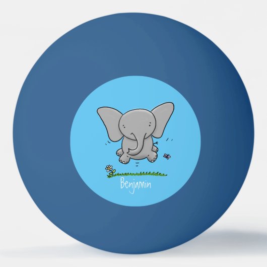 Afbeelding van de schattige baby-olifant cartoon pingpongbal (Voorkant)