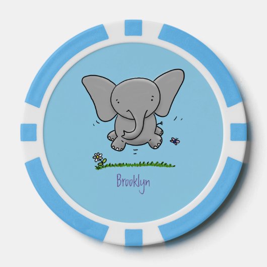 Afbeelding van de schattige baby-olifant cartoon poker chips (Voorkant)