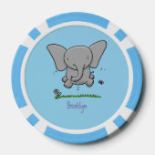 Afbeelding van de schattige baby-olifant cartoon poker chips (Achterkant)