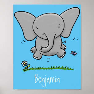 Afbeelding van de schattige baby-olifant cartoon poster
