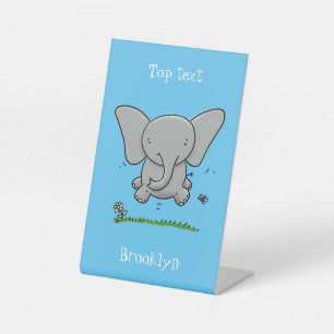 Afbeelding van de schattige baby-olifant cartoon reclamebord met voetstuk