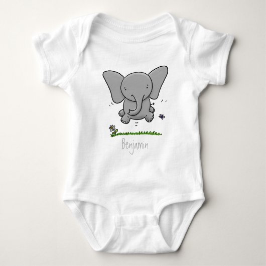 Afbeelding van de schattige baby-olifant cartoon romper (Voorkant)