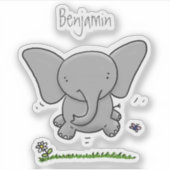 Afbeelding van de schattige baby-olifant cartoon sticker (Voorkant)