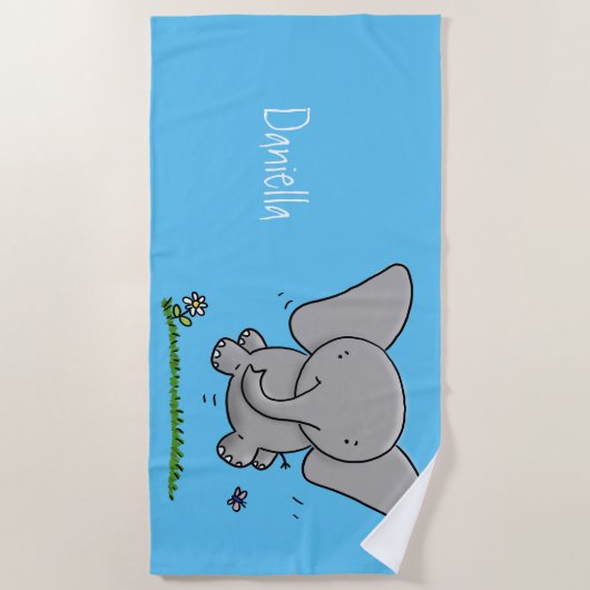 Afbeelding van de schattige baby-olifant cartoon strandlaken (Voorkant)