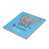 Afbeelding van de schattige baby-olifant cartoon tegeltje (Zijkant)