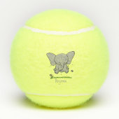 Afbeelding van de schattige baby-olifant cartoon tennisballen (Achterkant)
