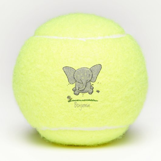 Afbeelding van de schattige baby-olifant cartoon tennisballen (Voorkant)