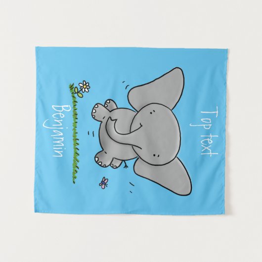 Afbeelding van de schattige baby-olifant cartoon wandkleed (Voorkant (horizontaal))