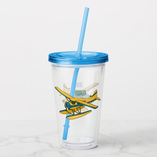 Afbeelding van de Seaplane cartoon Acryl Drinkbeker (Achterkant)