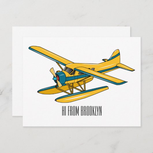 Afbeelding van de Seaplane cartoon Briefkaart (Voorkant / Achterkant)