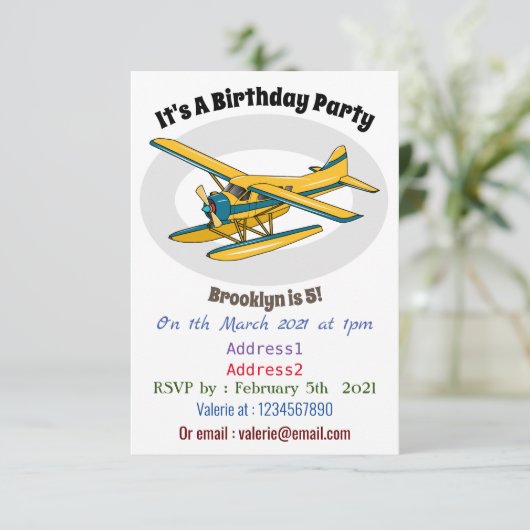 Afbeelding van de Seaplane cartoon Kaart (Staand voorkant)