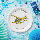 Afbeelding van de Seaplane cartoon Papieren Bordje (Feest)