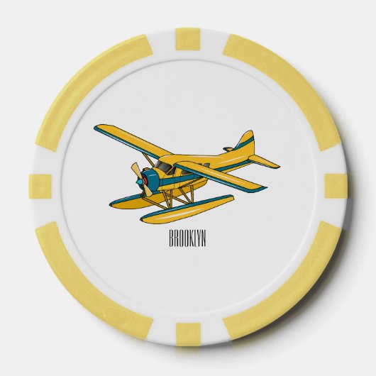 Afbeelding van de Seaplane cartoon Poker Chips (Voorkant)