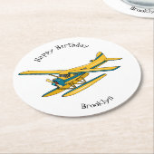 Afbeelding van de Seaplane cartoon Ronde Kartonnen Onderzetter (Gebogen)