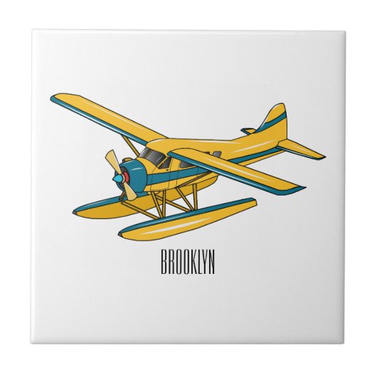 Afbeelding van de Seaplane cartoon Tegeltje (Voorkant)