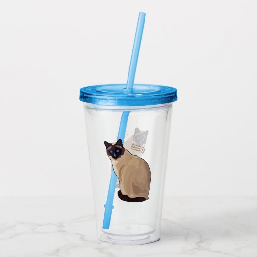 Afbeelding van de Siamese cartoon Acryl Drinkbeker (Achterkant)