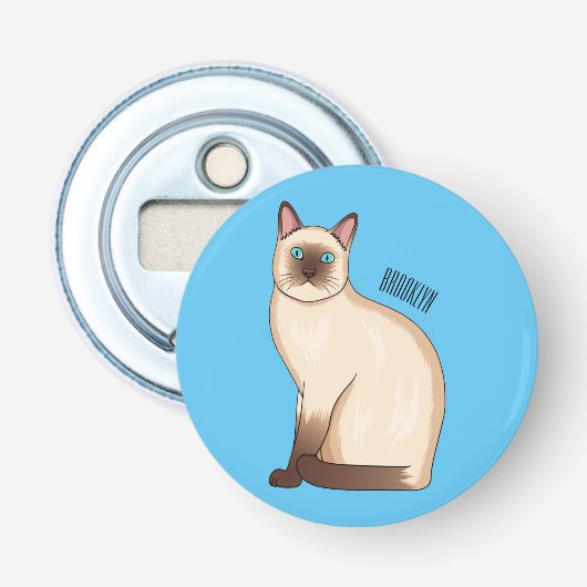 Afbeelding van de Siamese cartoon Button Flesopener (Voorkant)