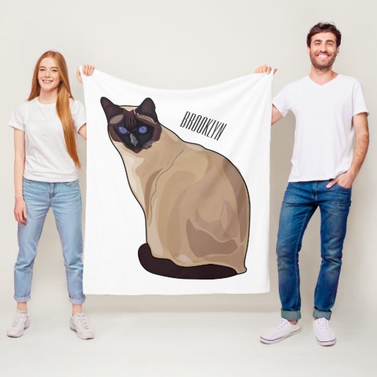 Afbeelding van de Siamese cartoon Fleece Deken (In situ)