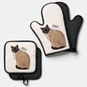 Afbeelding van de Siamese cartoon Ovenwant & Pannenlap Set (Voorkant / Achterkant)