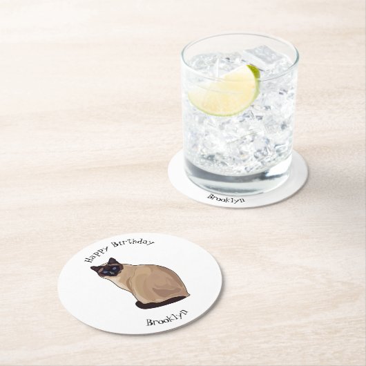 Afbeelding van de Siamese cartoon Ronde Kartonnen Onderzetter (Insitu)