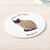 Afbeelding van de Siamese cartoon Ronde Kartonnen Onderzetter (Gebogen)