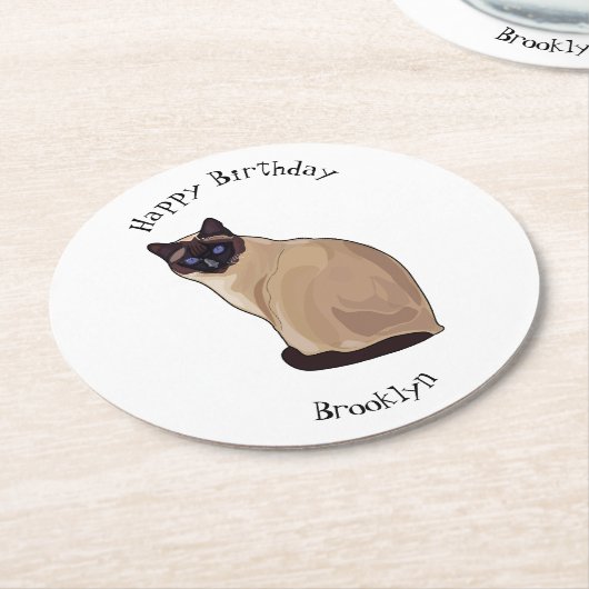 Afbeelding van de Siamese cartoon Ronde Kartonnen Onderzetter (Gebogen)