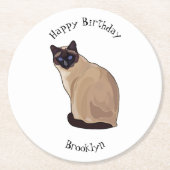 Afbeelding van de Siamese cartoon Ronde Kartonnen Onderzetter (Voorkant)